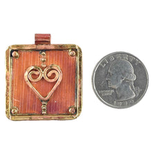 "Golden" Wire Heart on Copper Plaque Pendant