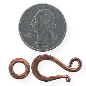Large Solid Copper Hook and Eye J Hook Clasp