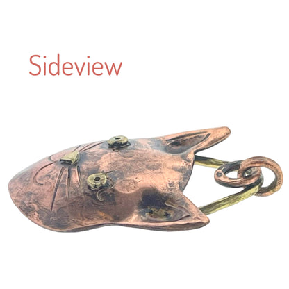Handcrafted Antiqued Cat Face Pendant
