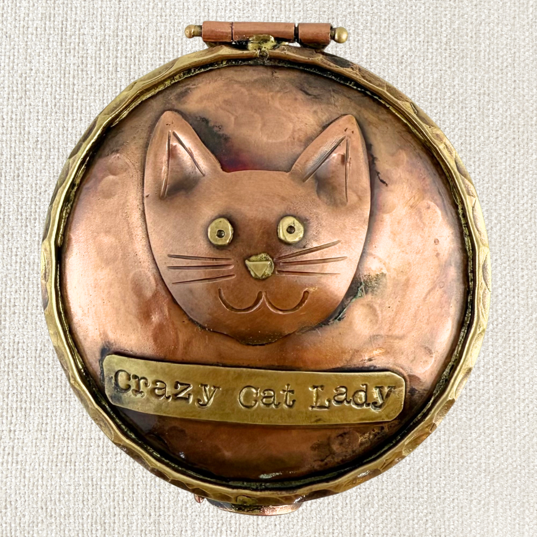 Crazy Cat Lady Keepsake Box in Copper & Brass