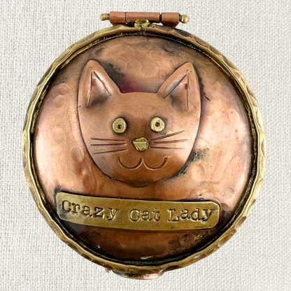 Crazy Cat Lady Keepsake Box in Copper & Brass