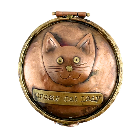 Crazy Cat Lady Keepsake Box in Copper & Brass