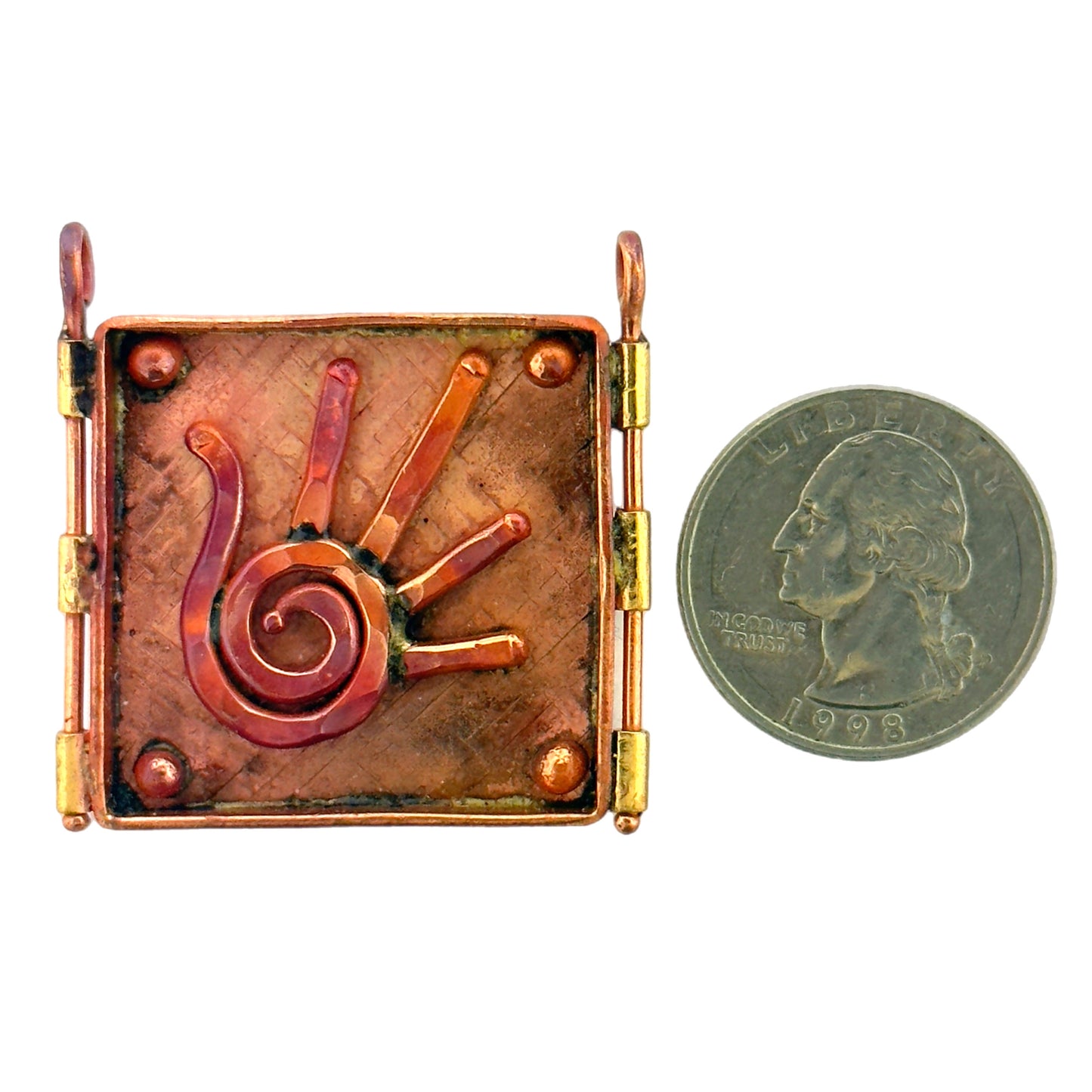 Hand Pendant – Wire Formed on Textured Copper Plaque