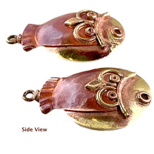 Small Owl with "Golden" Moon Dangle Earring Component, Pair