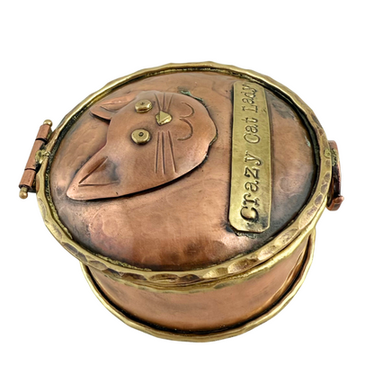 Crazy Cat Lady Keepsake Box in Copper & Brass
