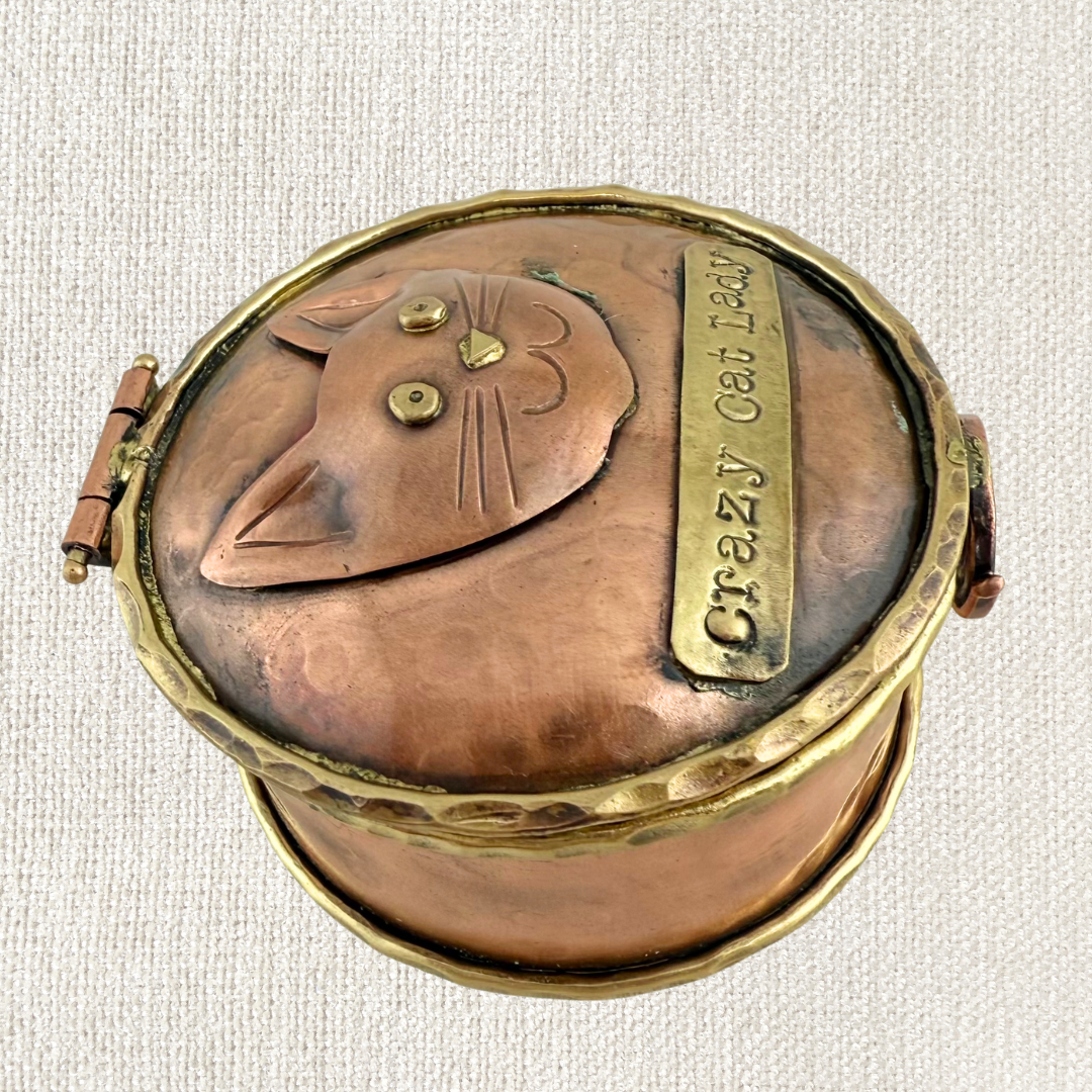 Crazy Cat Lady Keepsake Box in Copper & Brass