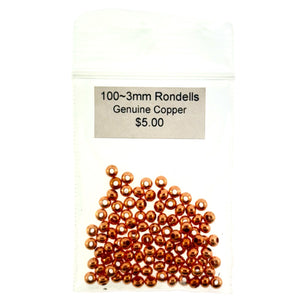 3mm Hollow Copper Rondelle Beads – 100 Spacer Beads