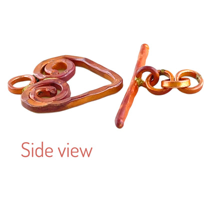 Large Hammered Copper Heart Toggle Clasp