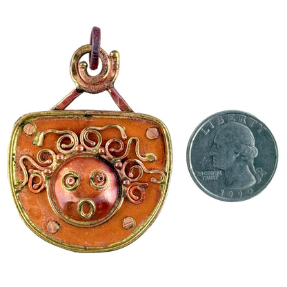 Reversible Copper & Brass Pendant with Hand-Stamped TRUTH