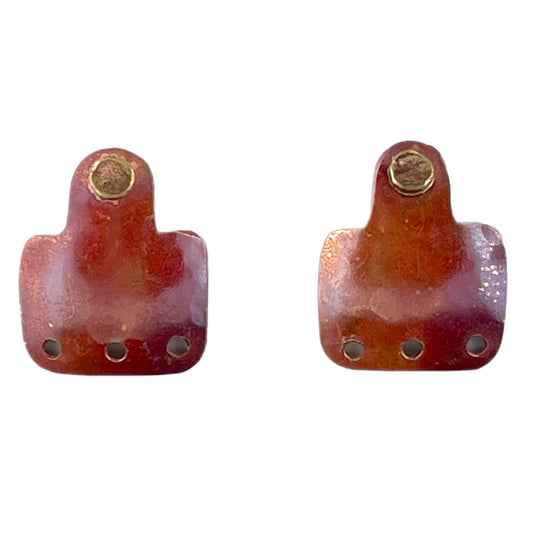 Copper and brass post earring components with three attachment holes and sterling silver posts