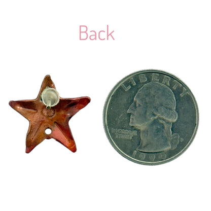 Copper Star Post Earring Components with Brass Accent Ring