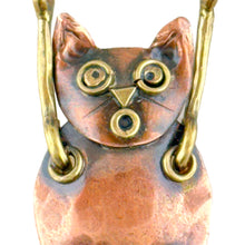 Antiqued Copper Dangling Cat Pendant