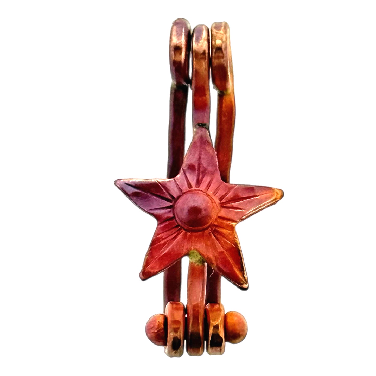 Small Star Design Donut Bail in Copper with Red Patina