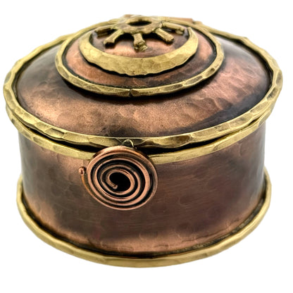 Copper & Brass Keepsake Box – Native Sun & Moon Symbol