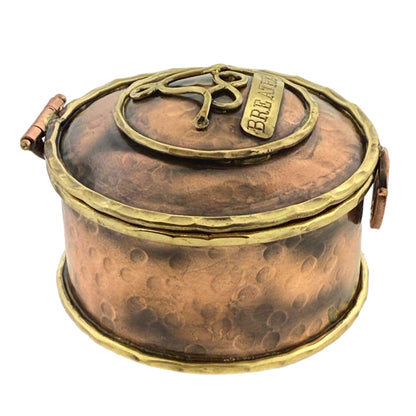 Copper & Brass Keepsake Box, Breathe Meditation Design