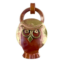 Small Copper Owl with "Golden" Moon Pendant