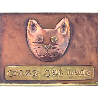 Rustic Copper and Brass Cat Pendant with Antiqued Patina