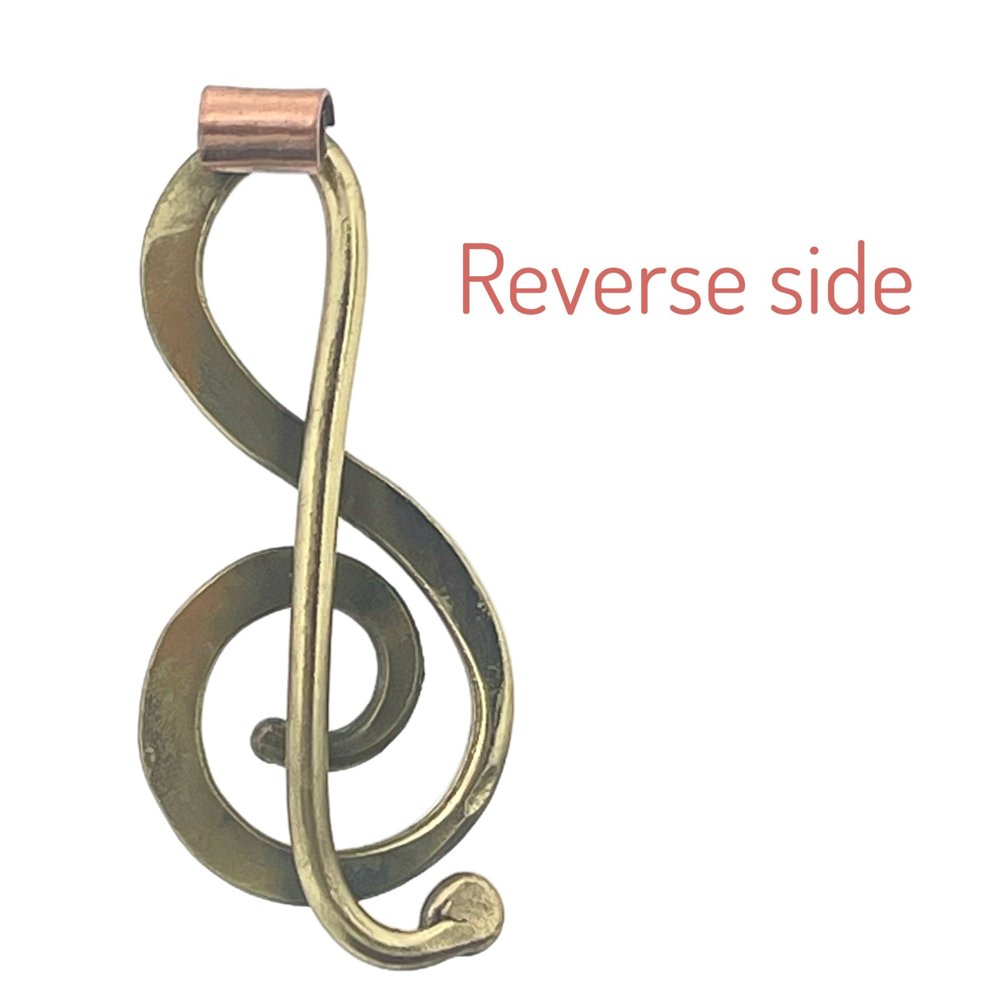 Brass Treble Clef Pendant with Copper Bale for Music Lovers