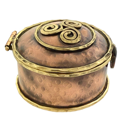 Copper & Brass Keepsake Box, Celtic Triskele Symbol