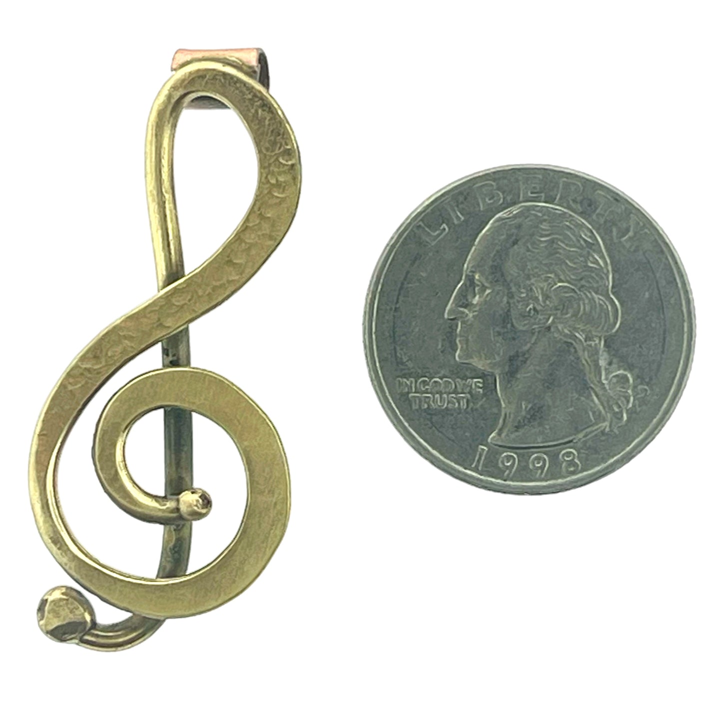 Brass Treble Clef Pendant with Copper Bale for Music Lovers