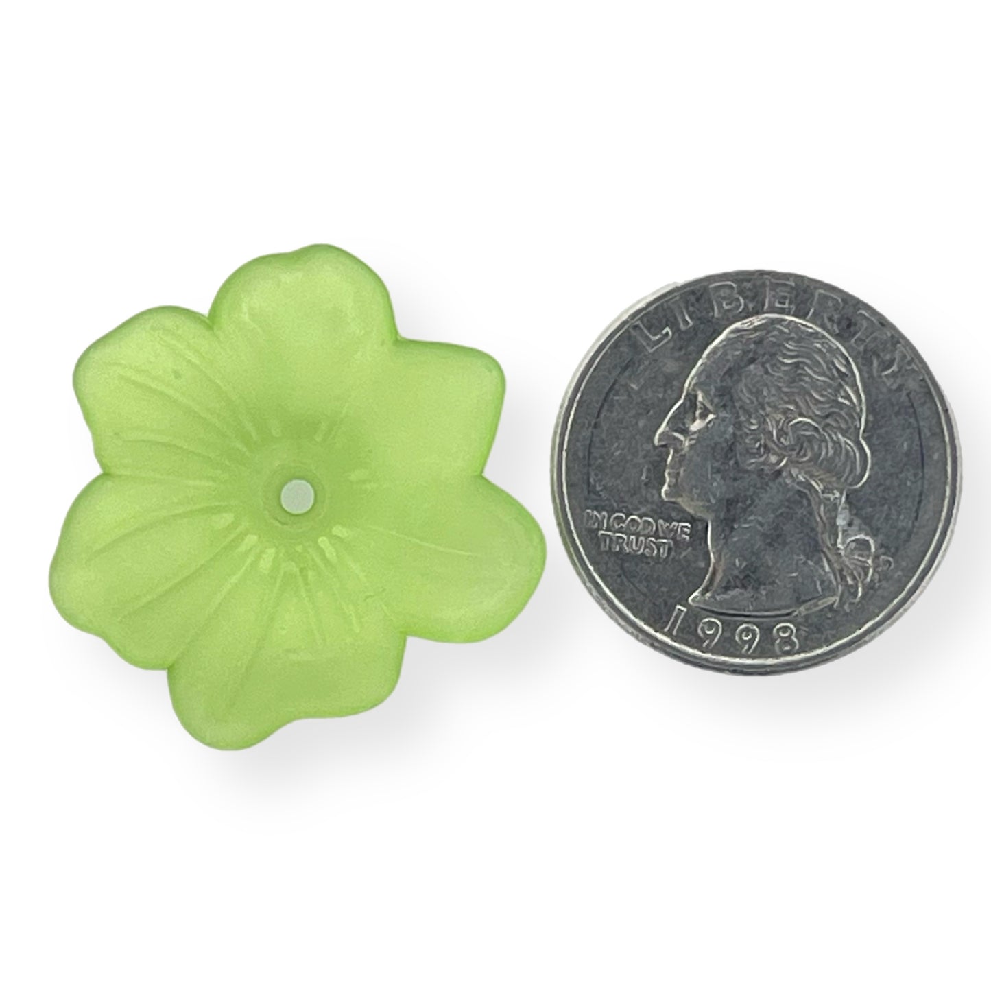 Bright Green Lucite Flower Beads, Approximately 1 1/4", Set of 24