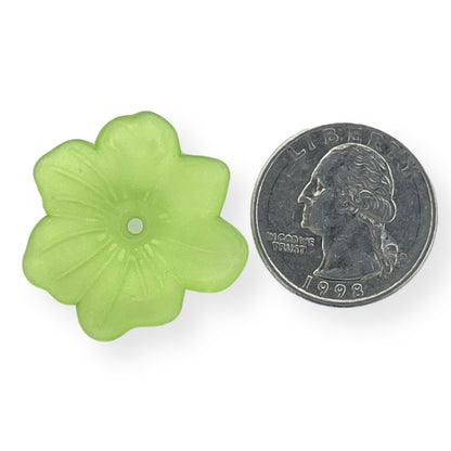 Bright Green Lucite Flower Beads, Approximately 1 1/4", Set of 24