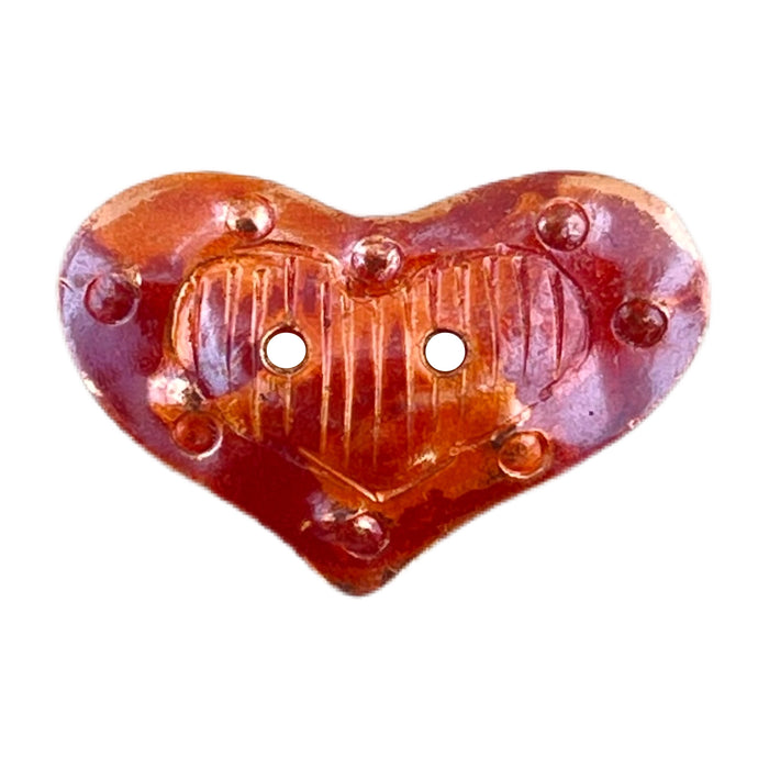 Stamped Copper Heart Button with Two Holes