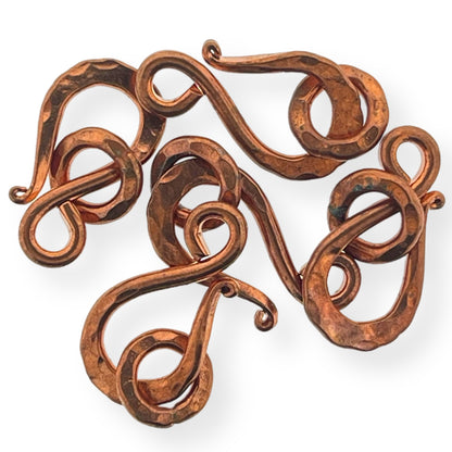 Large Genuine Copper Hook and Eye Clasps 5-Pack for Jewelry Making