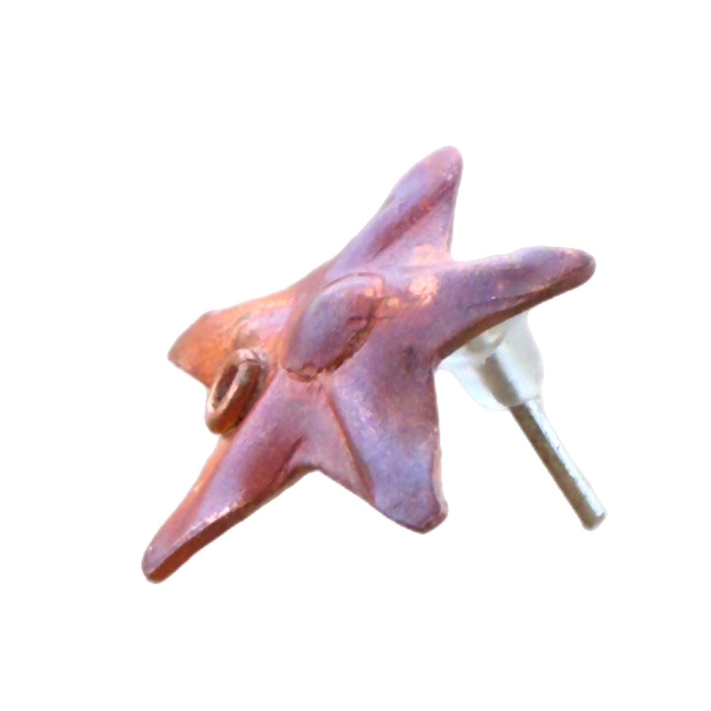 Copper Star Post Earring Components with Brass Accent Ring