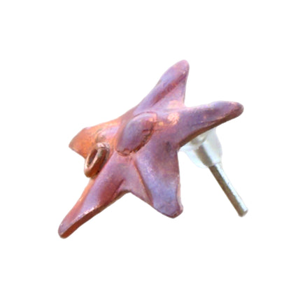 Copper Star Post Earring Components with Brass Accent Ring