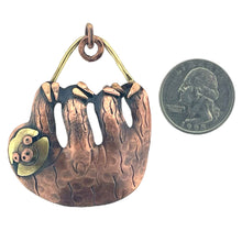 Antiqued Copper Sloth Pendant