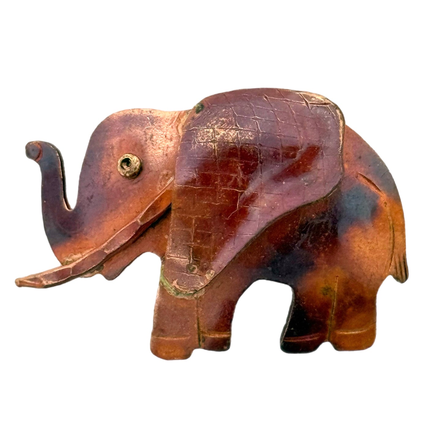 handmade copper elephant slider with brass accented eye for 10mm bracelet or strap jewelry designs
