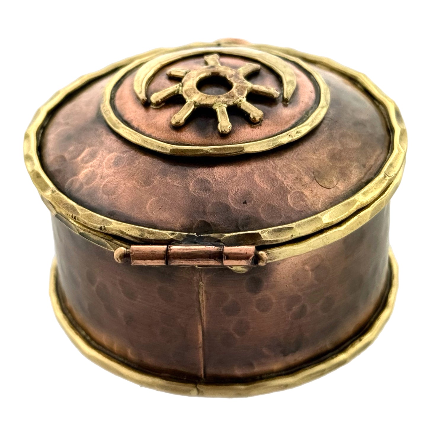 Copper & Brass Keepsake Box – Native Sun & Moon Symbol