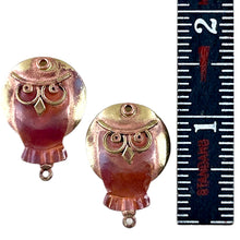 Small Owl with "Golden" Moon Dangle Earring Component, Pair