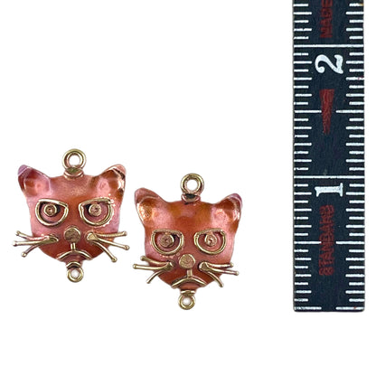 Angry Cat Copper Earring Components with Brass Accents