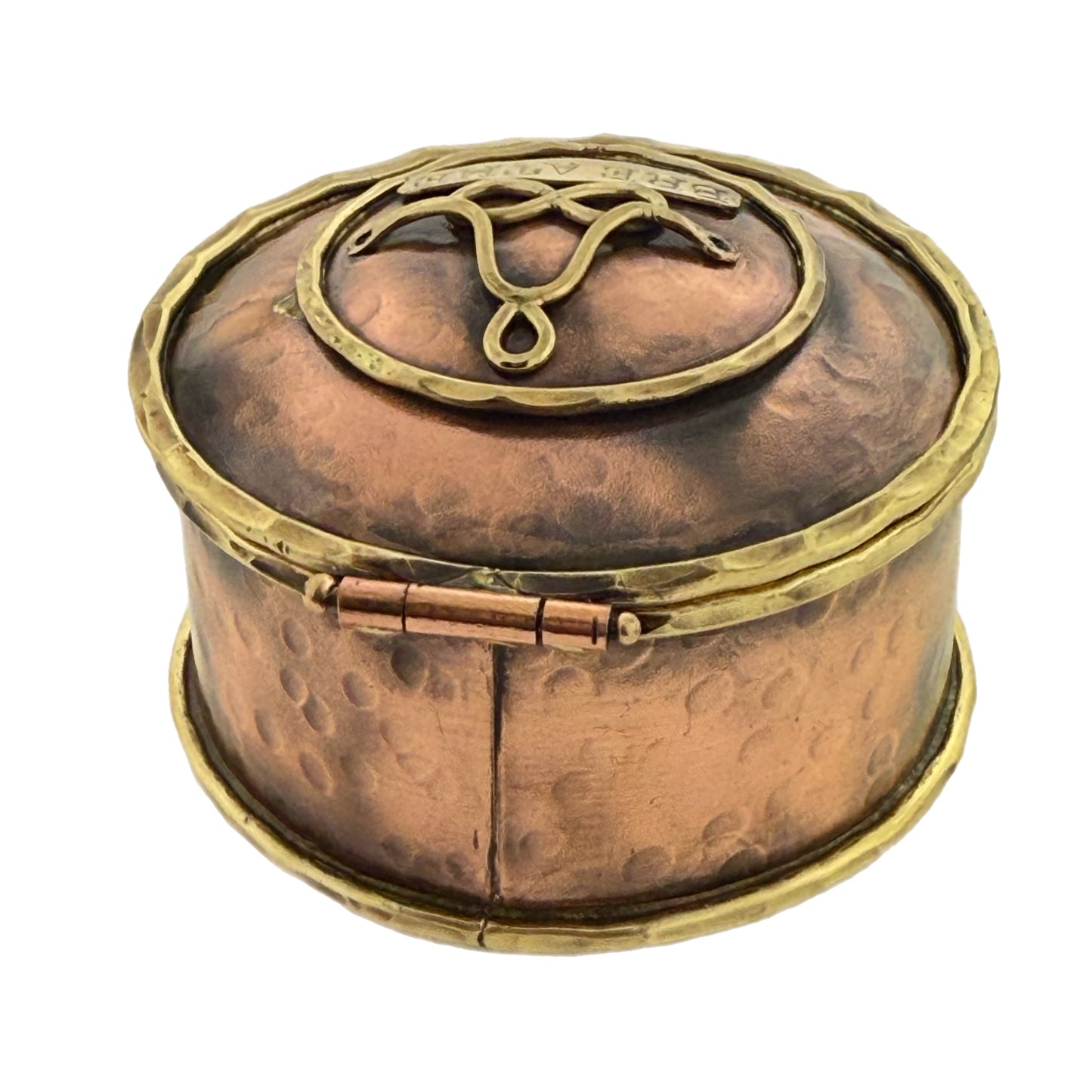 Copper & Brass Keepsake Box, Breathe Meditation Design