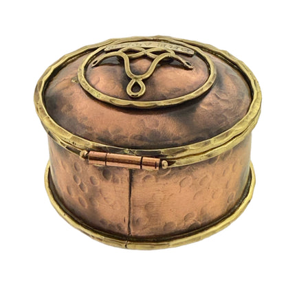 Copper & Brass Keepsake Box, Breathe Meditation Design