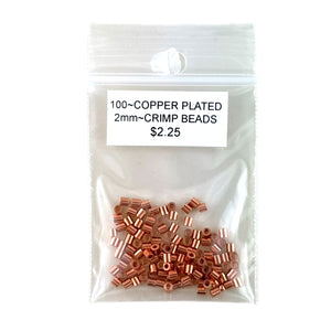 2mm Copper-Plated Crimp Beads – Brass Core, 100 Pack