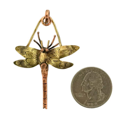 Graceful Dragonfly Mixed Metal Pendant