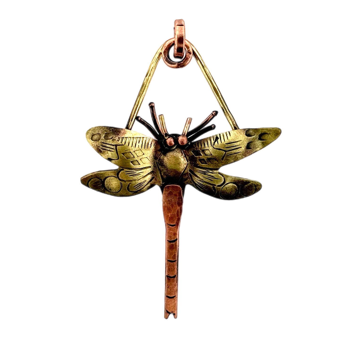 Graceful Dragonfly Mixed Metal Pendant