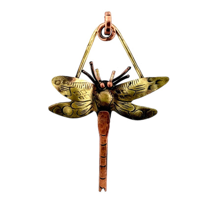 Graceful Dragonfly Mixed Metal Pendant