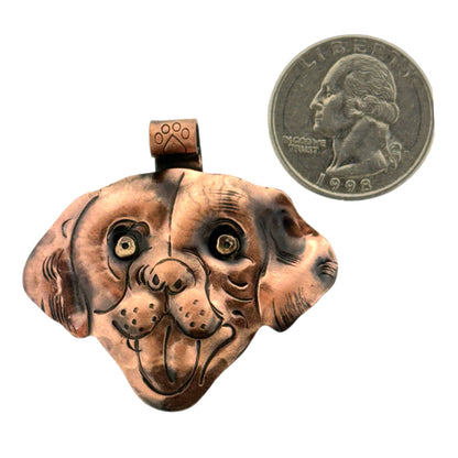 Playful Puppy Copper Pendant with Brass Accents