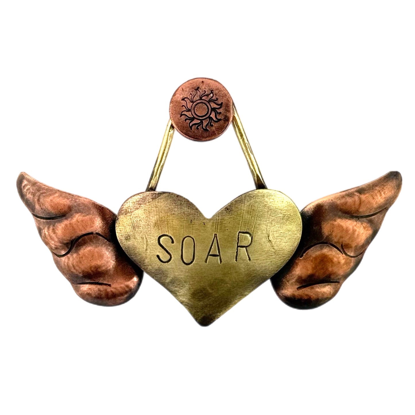 Mixed Metal SOAR Heart & Wings Pendant