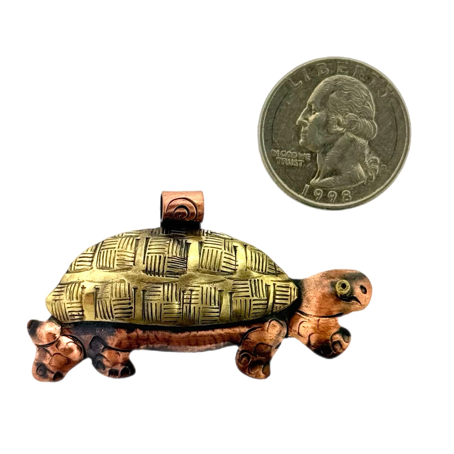 Copper & Brass Desert Tortoise Pendant