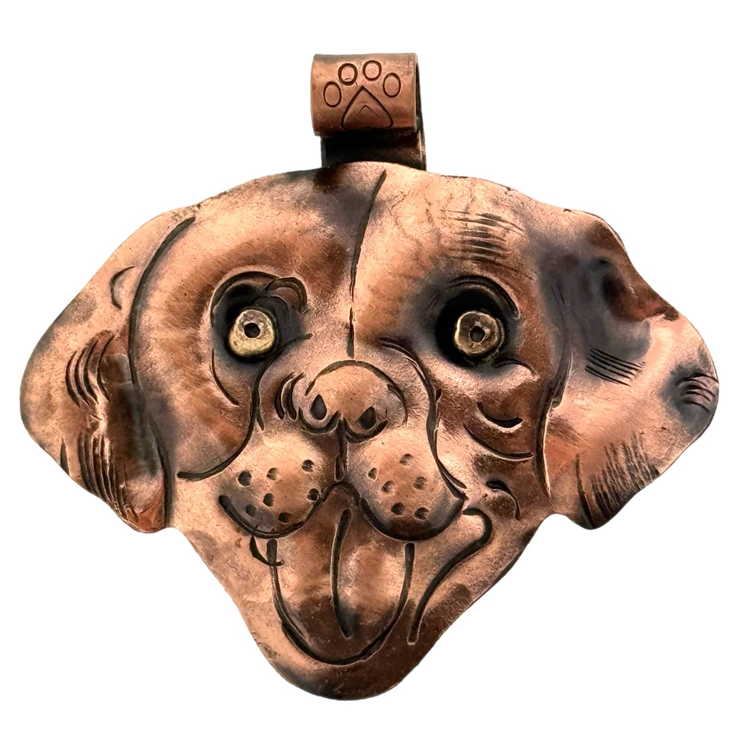Playful Puppy Copper Pendant with Brass Accents