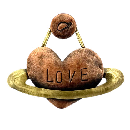 Mixed Metal Love Heart Pendant with Saturn Bail