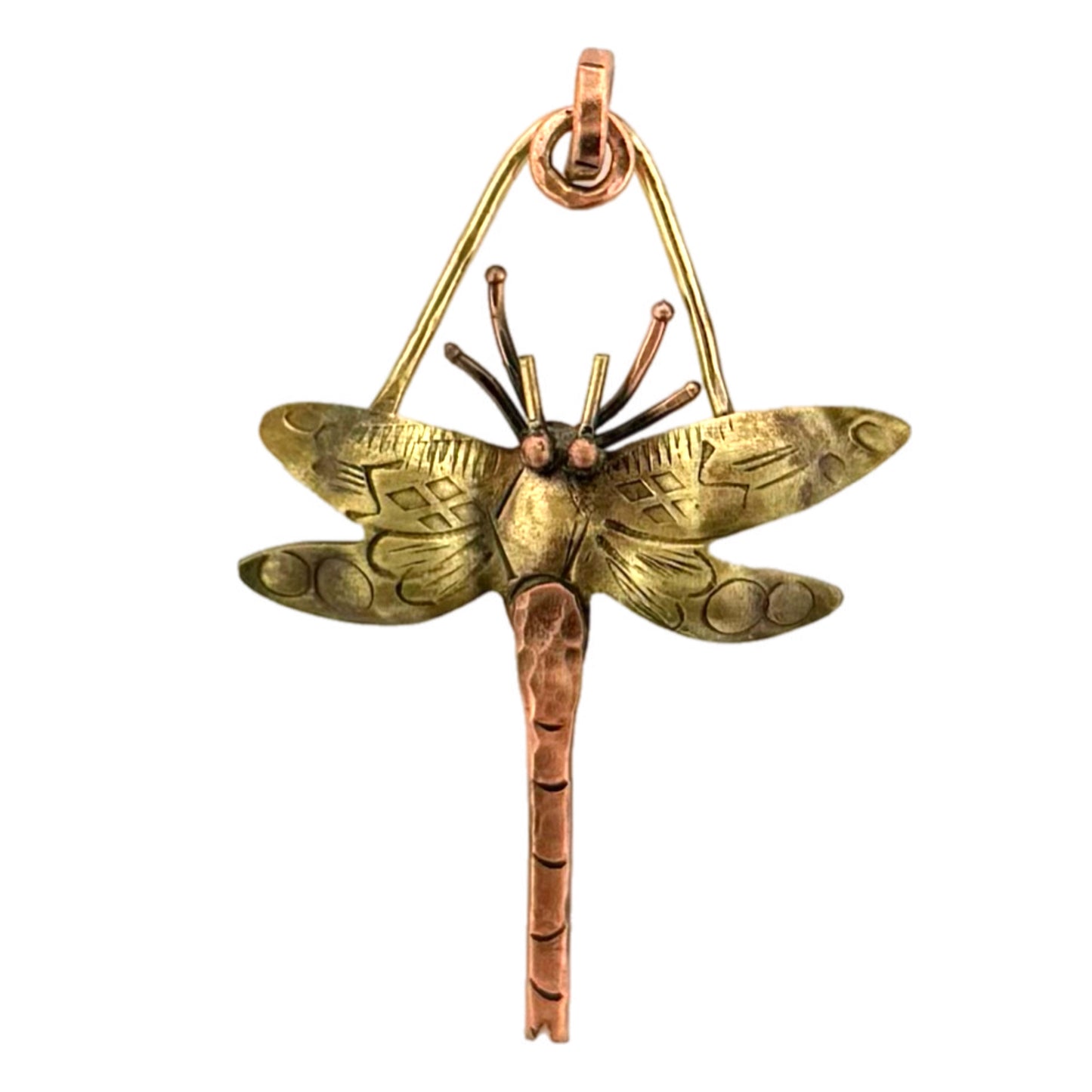 Graceful Dragonfly Mixed Metal Pendant