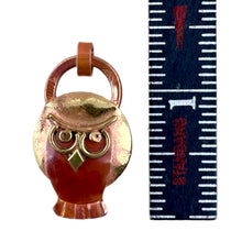 Small Copper Owl with "Golden" Moon Pendant