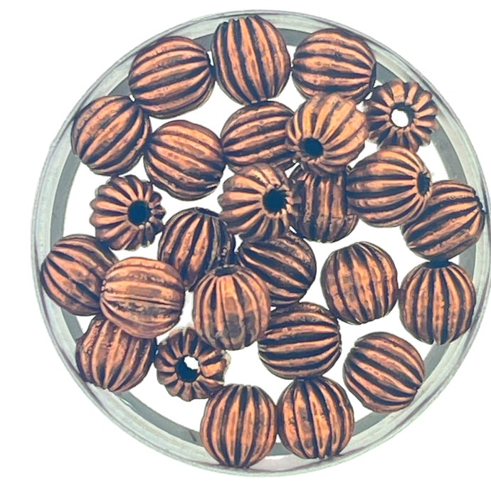 6mm Pure Copper, (not plated), Corrugated Bead