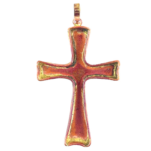 Copper Cross Bezeled Pendant